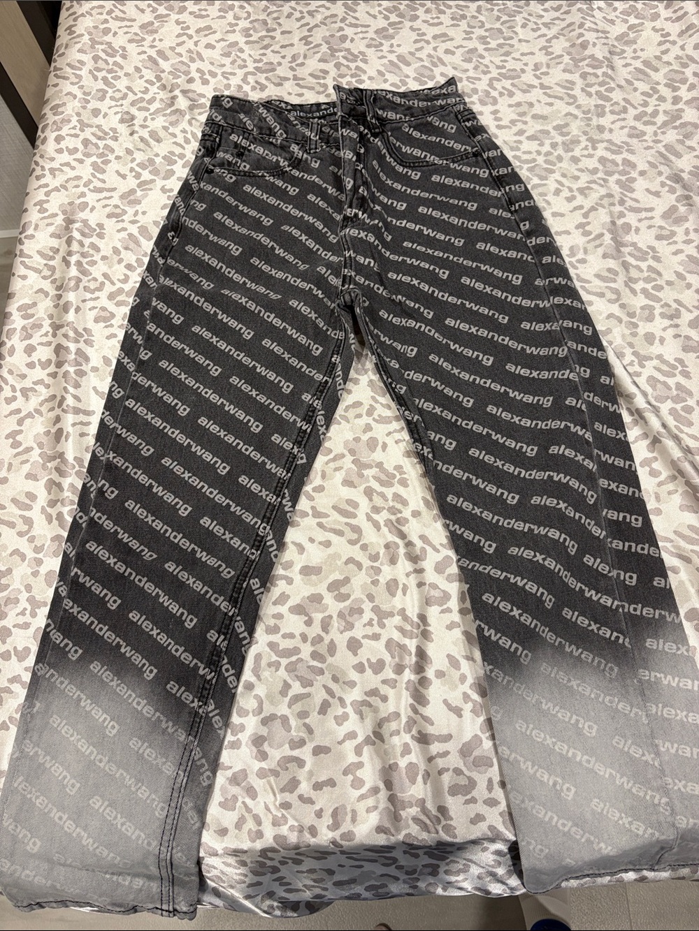 Alexander Wang Black All-Over Logo High-Rise Jeans